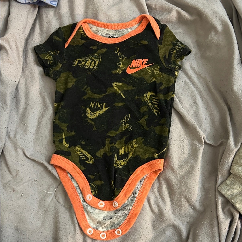 Nike Green and Orange Camo Bodysuit